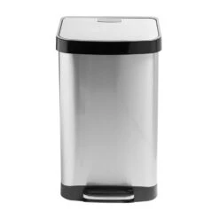 Honey-Can-Do 13 Gal Black/Silver Stainless Steel Square Trash Can