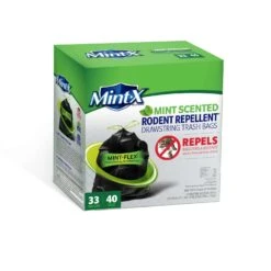 Mint-X 33 Gal Mint Scent Trash Bags Drawstring 40 Pk 1.05 Mil