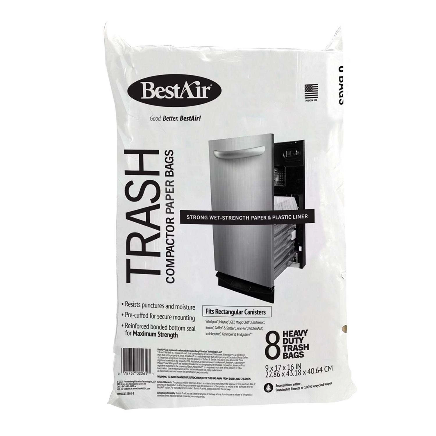BestAir 10 Gal Compactor Bags Flat Top 8 Pk 1 BestAir 10 Gal Compactor Bags Flat Top 8 Pk