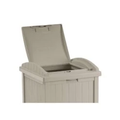 Suncast Trash Hideaway 33 Gal Beige Resin Garbage Can Lid Included -Oolys Shop 067f53d8 541d 4d33 9842 fcbf344185dc