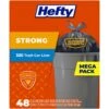 Hefty Extra Strong 33 Gal Trash Can Liners Drawstring 48 Pk 1.05 Mil
