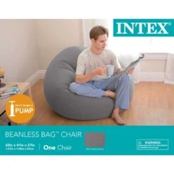 Intex Gray Fabric Air Chair -Oolys Shop 12b30de4 e0a0 468a 989f 6cfcfaf14595