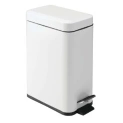 IDesign 1.32 Gal White Stainless Steel Rectangle Step Can Wastebasket