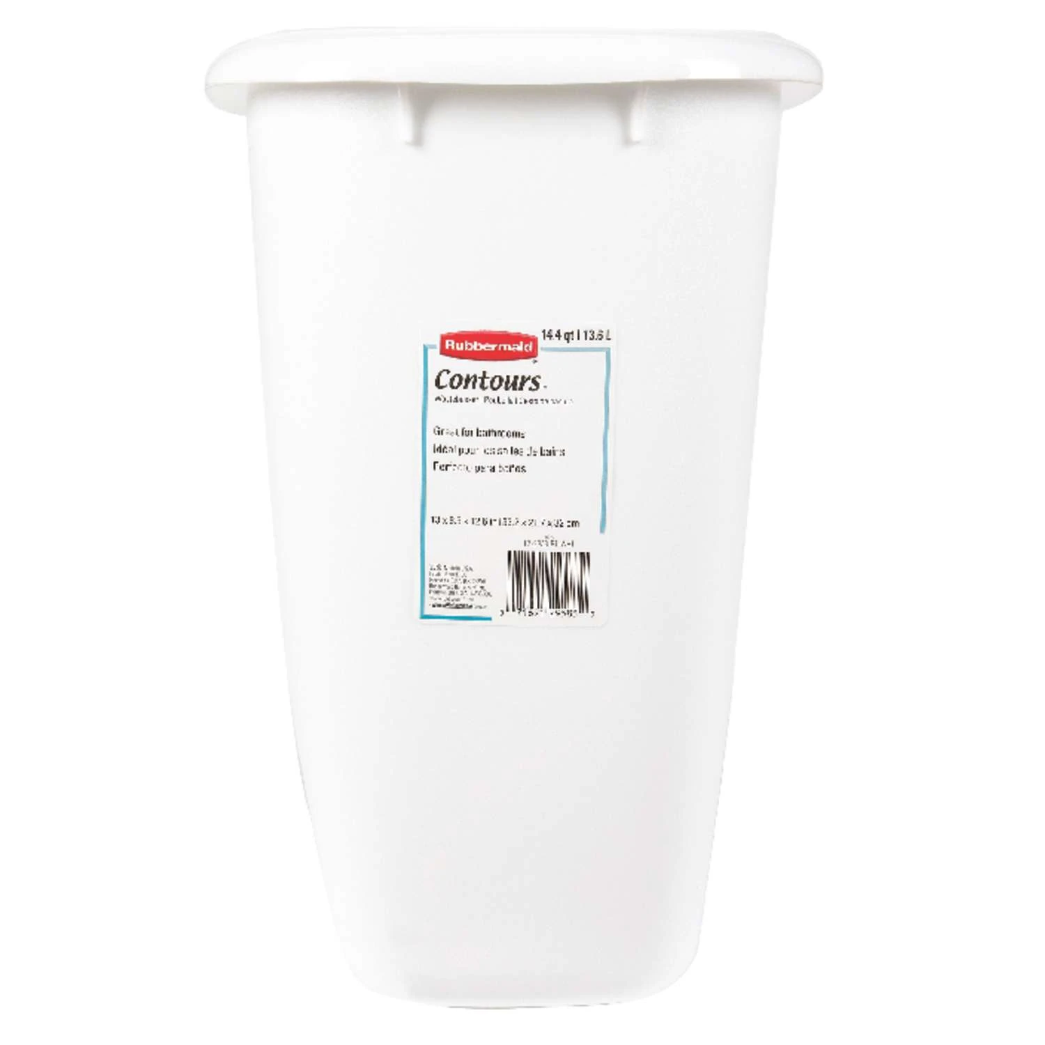 Rubbermaid Contours 3.5 Gal White Plastic Vanity Wastebasket 1 Rubbermaid Contours 3.5 Gal White Plastic Vanity Wastebasket