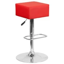Flash Furniture Red Vinyl Swivel Contemporary Adjustable Barstool