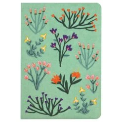 Denik 6 In. W X 8 In. L Sewn Bound Green Petite Blooms Embroidered Journal Notebook