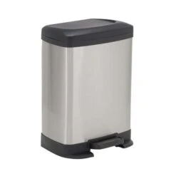 Household Essentials Saxony 2 Gal Silver Stainless Steel Step Pedal Wastebasket