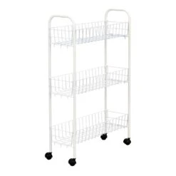 Household Essentials Slimline 30 In. H X 19.5 In. W X 7 In. D Metal 3-Shelf 3 Shelf Laundry Rack