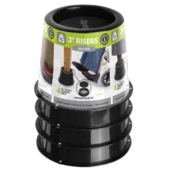 Slipstick Plastic Bed Risers Black Round 4 Pk