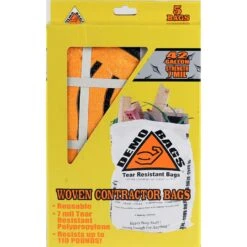 Demo Bags 42 Gal Contractor Bags Flap Tie 5 Pk 7 Mil