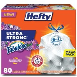 Hefty Ultra Strong 13 Gal Fabuloso Scent Tall Kitchen Bags Drawstring 80 Pk 0.9 Mil