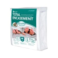 JT Eaton Lock-Up Queen White Stretch-Knit Polyester Box Spring Encasement Cover