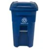 Toter 64 Gal Blue Polyethylene Wheeled Recycling Trash Can Lid Included
