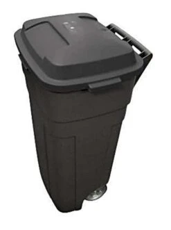 Rubbermaid Roughneck 34 Gal Black Plastic Wheeled Garbage Can Lid Included