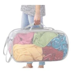 Whitmor White Fabric Collapsible Hamper 5 Whitmor White Fabric Collapsible Hamper -Oolys Shop 3d10e98a 3f0f 48e2 a40e 37427d2de07b