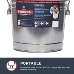 Behrens 6 Gal Silver Galvanized Steel Garbage Can Lid Included Animal Proof/Animal Resistant -Oolys Shop 3d6d04f8 4e7f 44b7 bf4f 120a080040f4