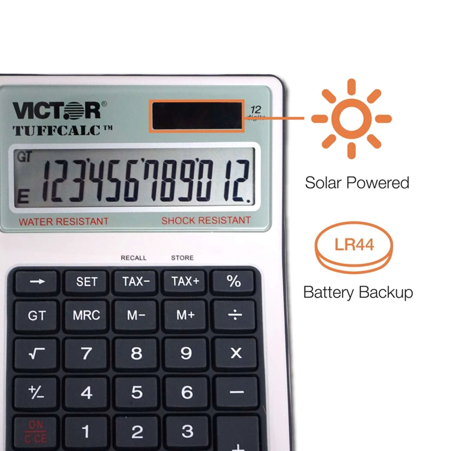 Victor Tuffcalc Silver 12 Digit Solar Powered Washable Scientific Calculator 6 Victor Tuffcalc Silver 12 Digit Solar Powered Washable Scientific Calculator - Image 6