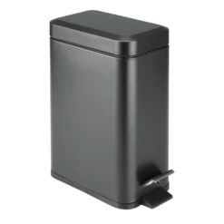 IDesign 1.32 Gal Black Stainless Steel Rectangle Step Can Wastebasket