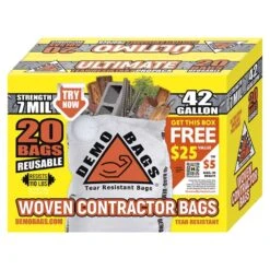 Demo Bags Ultimate Pro Pack 42 Gal Contractor Bags Flap Tie 20 Pk 7 Mil