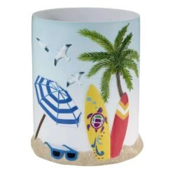Avanti Linens Surf Time 64 Oz Multicolored Resin Coastal & Tropical Wastebasket