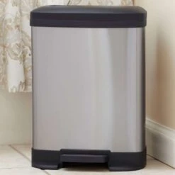 Household Essentials Saxony 2 Gal Silver Stainless Steel Step Pedal Wastebasket -Oolys Shop 53000aad fa24 43b5 862d 0580dc3e18df