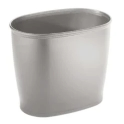 IDesign Kent Silver Plastic Oval Wastebasket