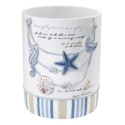 Avanti Linens Island View 64 Oz Multicolored Resin Coastal & Tropical Wastebasket