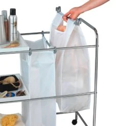 Wenko Arona White Polyester Wheeled Laundry Basket -Oolys Shop 5809c736 fb14 4a7e bcdd 40044ff200f9