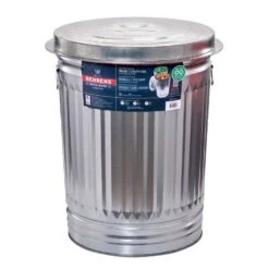 Behrens 31 Gal Silver Galvanized Steel Trash Can Lid Included Animal Proof/Animal Resistant