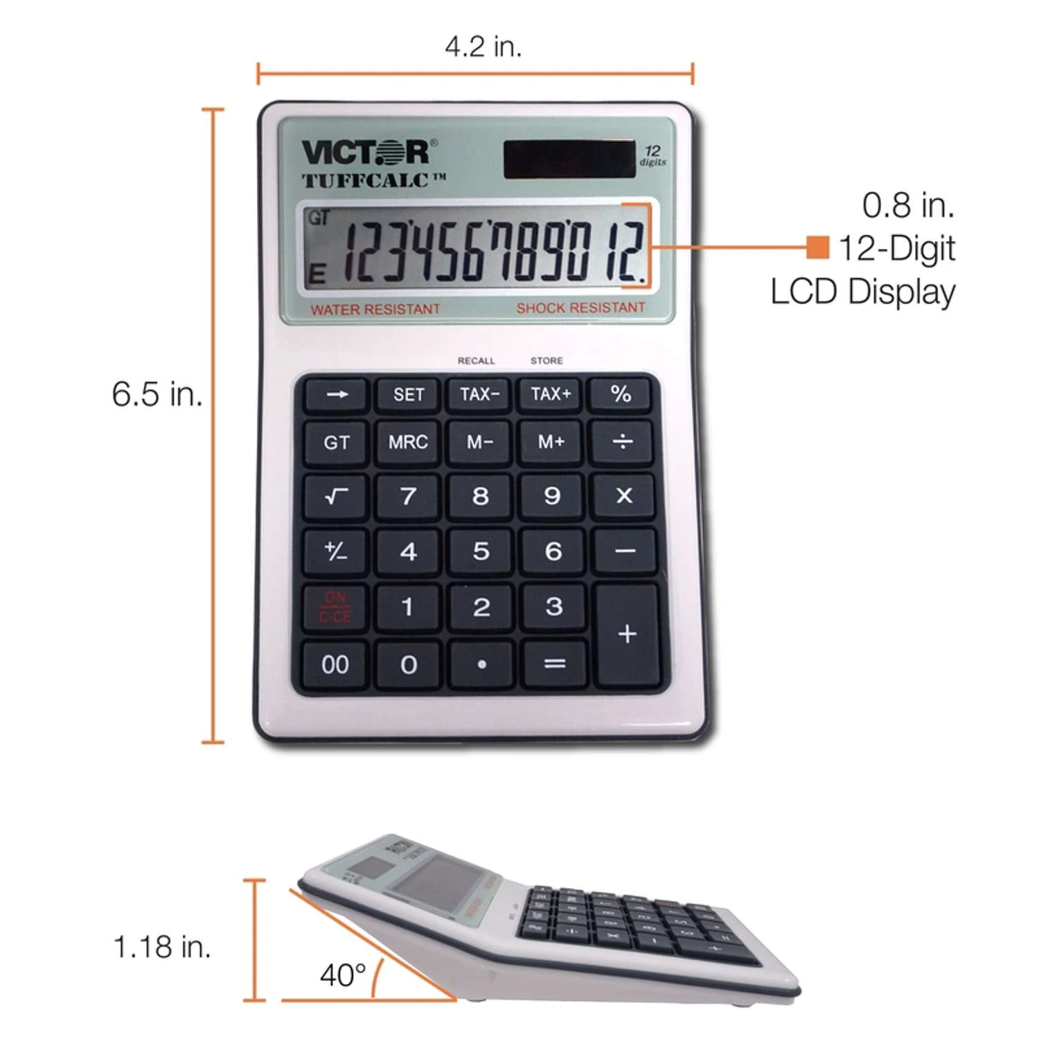 Victor Tuffcalc Silver 12 Digit Solar Powered Washable Scientific Calculator 5 Victor Tuffcalc Silver 12 Digit Solar Powered Washable Scientific Calculator - Image 5