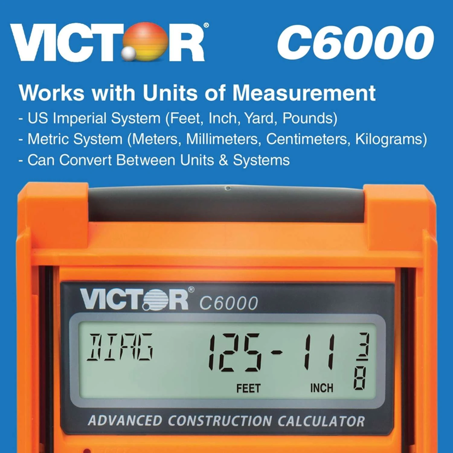Victor C6000 Orange 8 Digit Construction Calculator 6 Victor C6000 Orange 8 Digit Construction Calculator - Image 6
