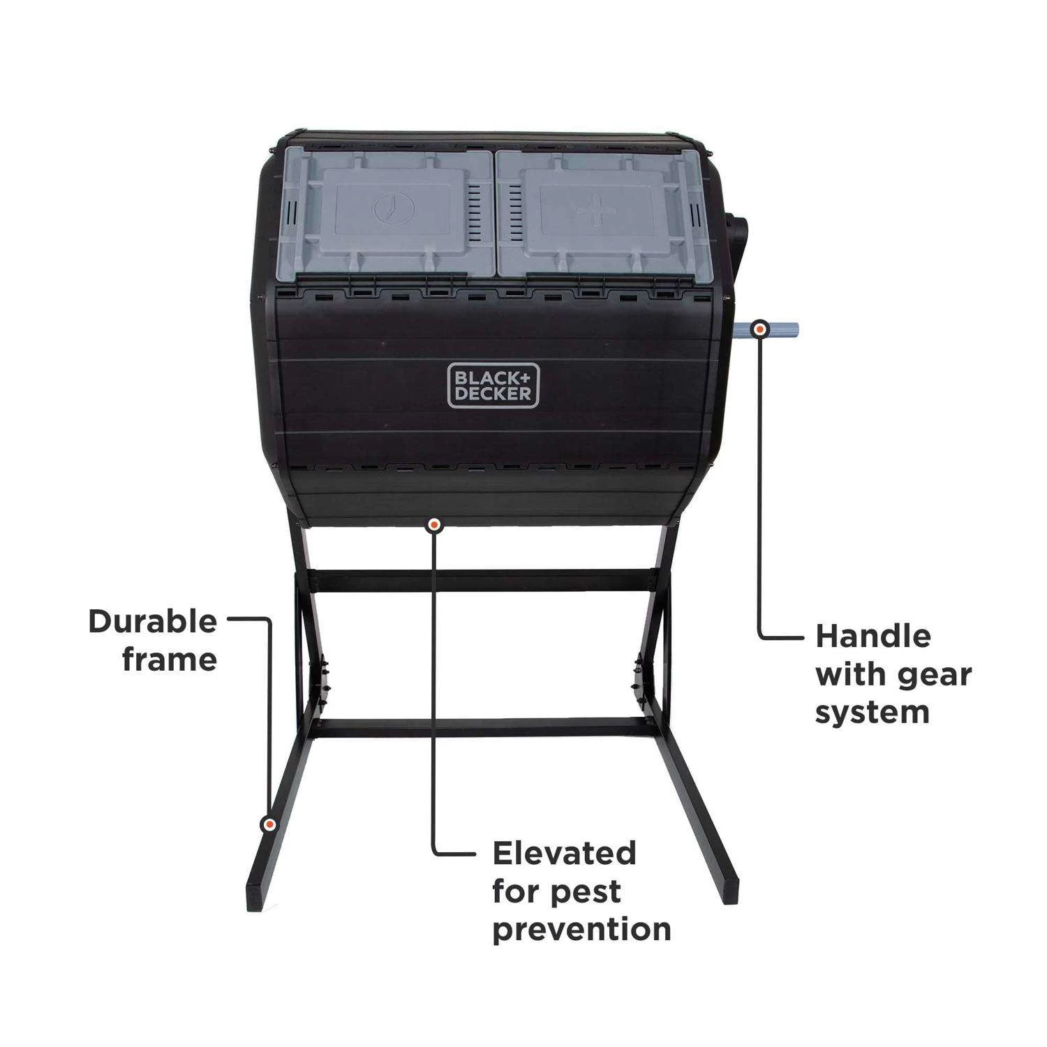 Black & Decker Black+Decker 40 Gal Black Plastic/Steel Tumbling Composter Lid Included 2 Black & Decker Black+Decker 40 Gal Black Plastic/Steel Tumbling Composter Lid Included - Image 2