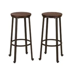 Glitzhome Rustic Elm Wood Farmhouse/Industrial Barstool