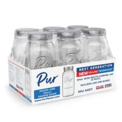 Pur Mason Wide Mouth Mason Jar 64 Oz 6 Pk