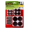 3M Scotch Felt Self Adhesive Protective Pad Brown Round Assorted In. W 162 Pk