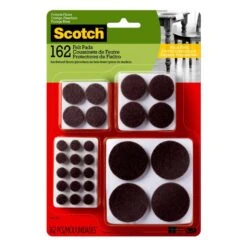 3M Scotch Felt Self Adhesive Protective Pad Brown Round Assorted In. W 162 Pk