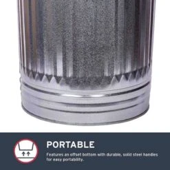 Behrens 31 Gal Silver Galvanized Steel Trash Can Lid Included Animal Proof/Animal Resistant -Oolys Shop 61e100a0 6e2e 4dc1 9485 8d29d1c80bd3