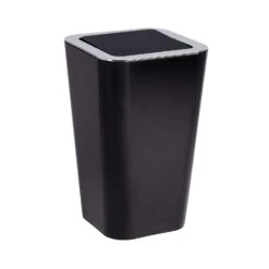 Wenko Candy 1.6 Gal Black Plastic Swing Cover Wastebasket