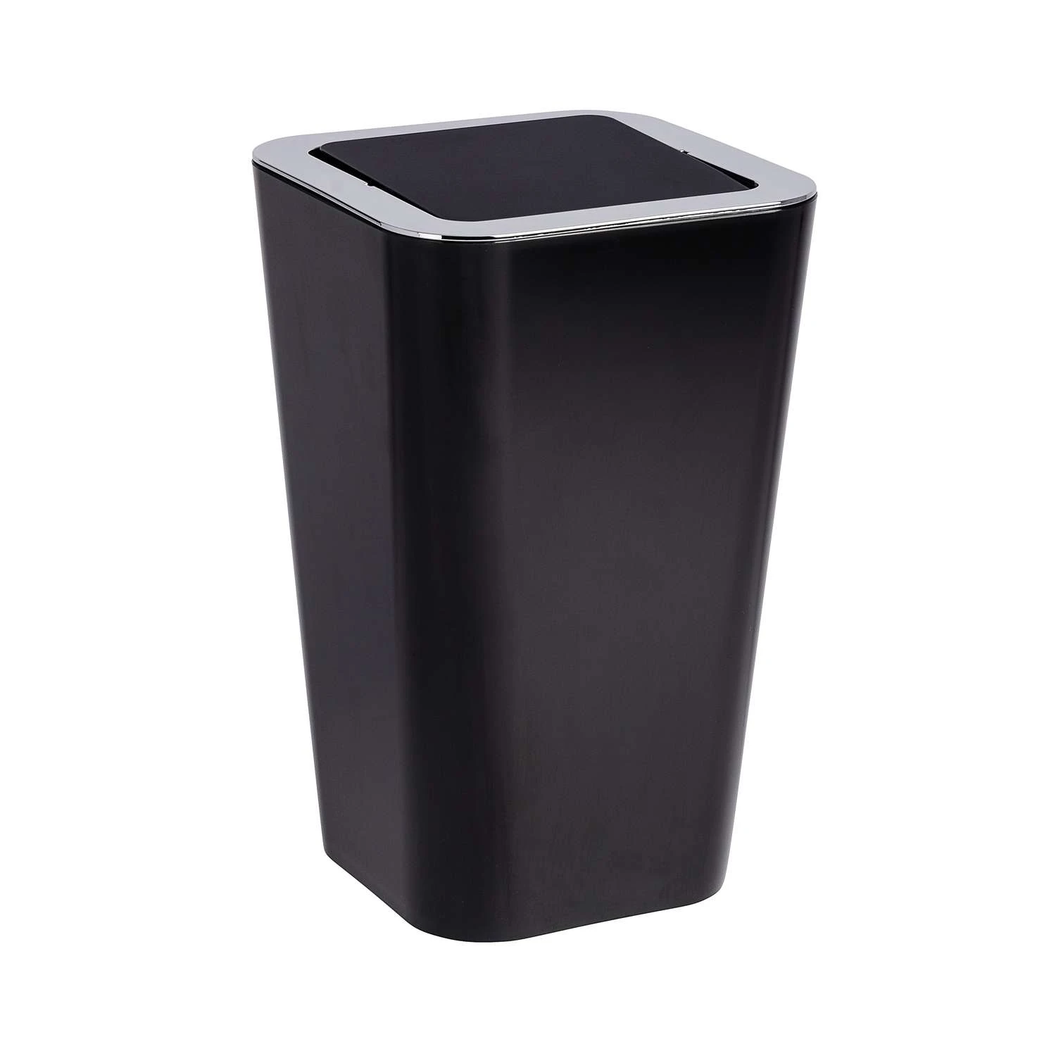 Wenko Candy 1.6 Gal Black Plastic Swing Cover Wastebasket 1 Wenko Candy 1.6 Gal Black Plastic Swing Cover Wastebasket