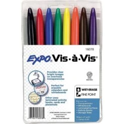 EXPO Vis-A-Vis Assorted Wet Erase Markers 8 Pk