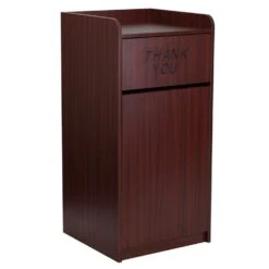 Flash Furniture 36 Gal Brown Wood Square Garbage Can
