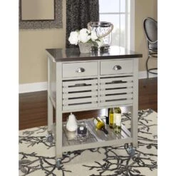 Linon Home Decor Traditional 22.05 In. W X 30 In. L Rectangular Kitchen Cart -Oolys Shop 7ac872fc bded 4f45 a03b b8aeb2861624