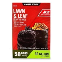 Ace 39 Gal Lawn & Leaf Bags Flap Tie 50 Pk