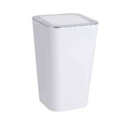 Wenko Candy 1.6 Gal White Plastic Swing Cover Wastebasket