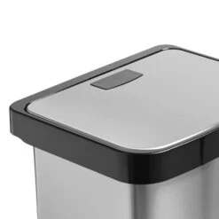 Honey-Can-Do 13 Gal Black/Silver Stainless Steel Square Trash Can -Oolys Shop 7c57dfd9 c75d 491c b136 3c4235281329