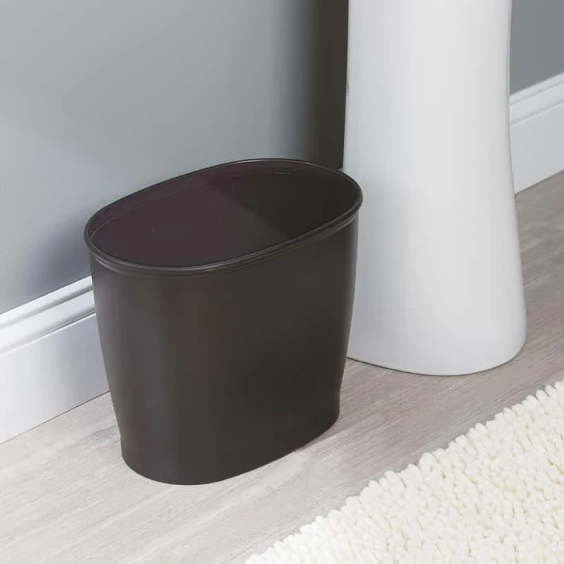IDesign Kent Black Plastic Oval Wastebasket 2 IDesign Kent Black Plastic Oval Wastebasket - Image 2