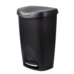Umbra Brim 13 Gal Black Plastic Step On Wastebasket