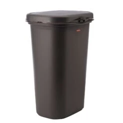 Rubbermaid 13 Gal Black Plastic Spring Top Trash Can