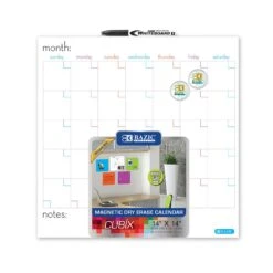 Bazic Products 14 In. H X 14 In. W Screw-Mounted Magnetic Dry Erase Calendar