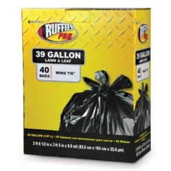 Ruffies Pro 39 Gal Lawn & Leaf Bags Wing Ties 40 Pk